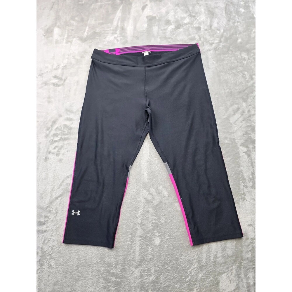 Under Armour Leggings HeatGear Capri Compression Pants Black/Pink Womens L